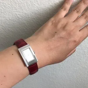 ?BURBERRY Diamond bezel watch with red alligator straps ❌NEEDS TO BE FIXED Burberry | Accessories | Burberry Diamond Bezel Watch With  main image 2